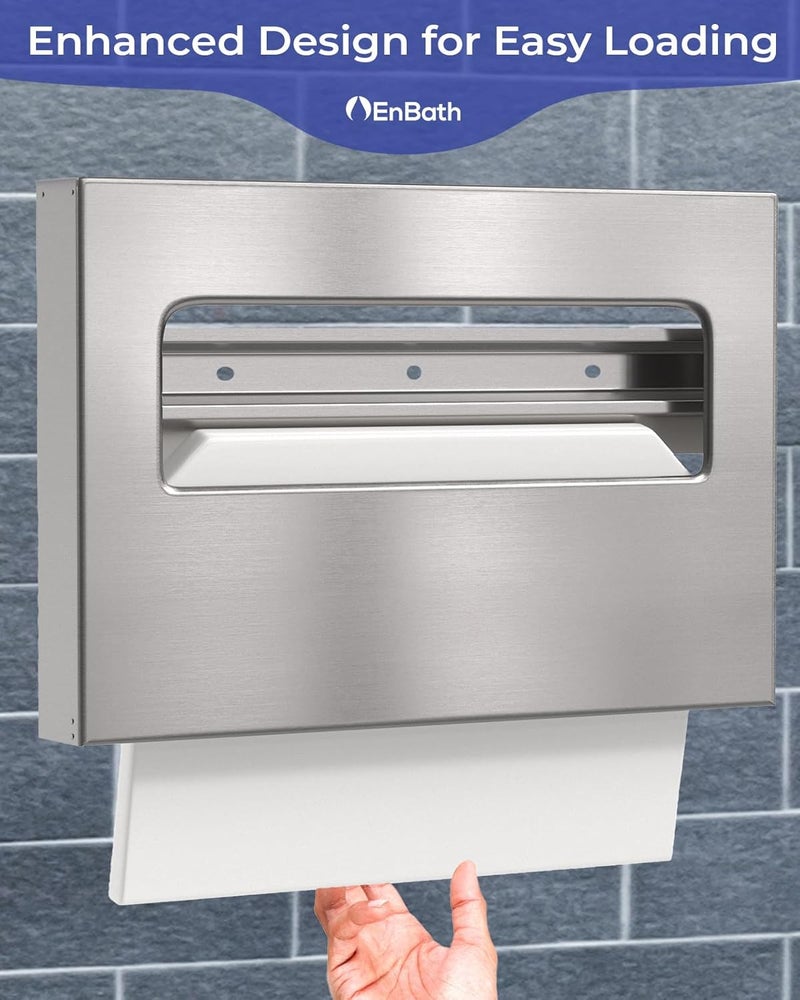 EnBath Toilet Seat Cover Dispenser Wall Mount - Stainless Steel Commercial Toilet Seat Cover Holder with Enhanced Design for Easy Loading, Secure Fit, and Improved Mounting, by - Image 2